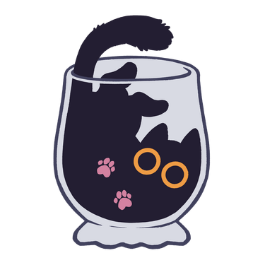 Untitled Black cat stuffed inside of a drinking glass.